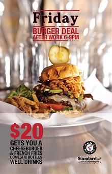 Product: Friday Burger Deal - Standard Bar & Grill in Wicker Park - Chicago, IL American Restaurants