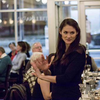 Product: Kathryn prepares to sing Musetta's Waltz from Puccini's La Boheme at Opera Night. - Stellina in Watertown, MA Italian Restaurants