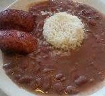 Product: "Best Red Beans & Rice in town", James Carville - Steve's Diner in New Orleans, LA Diner Restaurants