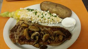 Product: NY Strip Steak with Mex Sweet Corn - Stockers On the Park in Thompson, OH American Restaurants