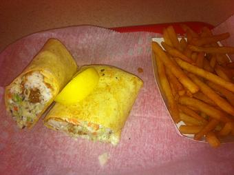Product: Mahi Taco with Sweet Potato Fries - Sunset Grille in Pensacola, FL Seafood Restaurants