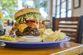 Product: One of our signature Craft Burgers "The Belly Buster" - Swingbelly's in Near Long Beach, Indiana - Michigan City, IN American Restaurants