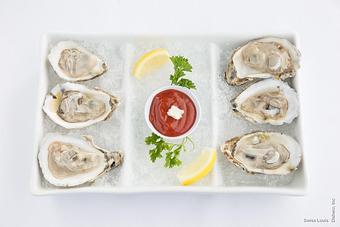Product: Six fresh oysters served with lemon and cocktail sauce. - Swiss Louis in San Francisco, CA Restaurants/Food & Dining