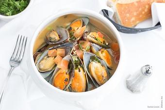 Product: Clams or mussels steamed in clam juice, garlic & butter. *both clams and mussels optional - Swiss Louis in San Francisco, CA Restaurants/Food & Dining