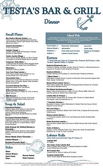 Product - Testa's Bar & Grill in Bar Harbor, ME American Restaurants