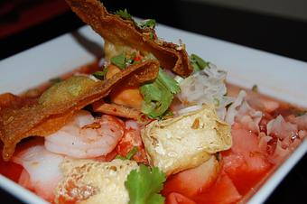 Product: Thai pink noodle soup with shrimp, calamari, fish balls, tofu. bean spouts and chinese broccoli and your choice of noodles. - Thai Curry in Arlington, VA Thai Restaurants