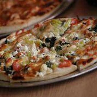 Product: Spinach, Grilled Chicken, Hot Pepper rings, Plum Tomatoes, Cheese, Garlic and Feta - The 78 Pub @ This Guy's Pizza in Johnston, RI Pizza Restaurant