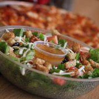 Product: Iceberg Lettuce, Plum Tomatoes, Onions, Green Peppers, Olives, Cheese and Croutons - The 78 Pub @ This Guy's Pizza in Johnston, RI Pizza Restaurant