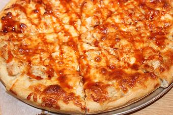 Product: Grilled Chicken, Onions, Bacon, Cheese and Buf-A-Q Sauce - The 78 Pub @ This Guy's Pizza in Johnston, RI Pizza Restaurant