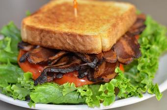 Product: Homemade Bacon. Enough said. Oh, wait... homegrown tomatoes (when in season). There. - The BBQ Shack in Paola, KS Barbecue Restaurants