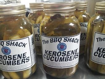 Product: These are HOT pickles! Emphasis on HOT! Be prepared! - The BBQ Shack in Paola, KS Barbecue Restaurants