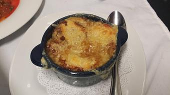 Product: French Onion Soup - The Brentwood Restaurant & Wine Bistro in Little River, SC European Cuisine