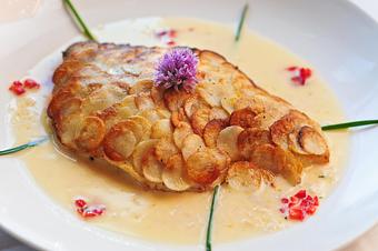 Product: 2012 Coastal Uncorked Winning Dish: Potato Crusted Triggerfish with Black Truffle - The Brentwood Restaurant & Wine Bistro in Little River, SC European Cuisine