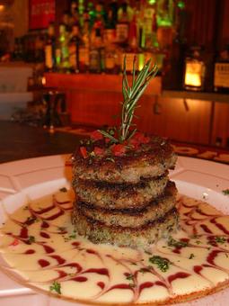 Product: Fried Green Tomato Napoleon - The Brentwood Restaurant & Wine Bistro in Little River, SC European Cuisine