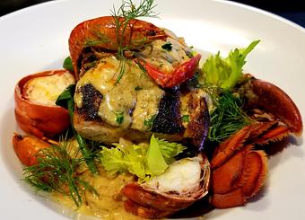 Product: Blackened Mahi-Mahi 
Maine Lobster Etoufee & Fobidden Rice - The Brentwood Restaurant & Wine Bistro in Little River, SC European Cuisine
