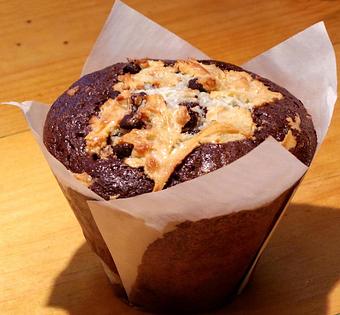 Product: Chocolate Chocolate Chip Cream Cheese Muffin - The Bunnery Bakery & Restaurant in Downtown Jackson - Jackson, WY American Restaurants