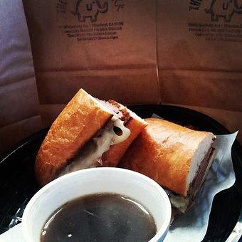 Product: Toasted French Dip with Provolone Cheese - The Elephant Shack in Woodland, CA American Restaurants