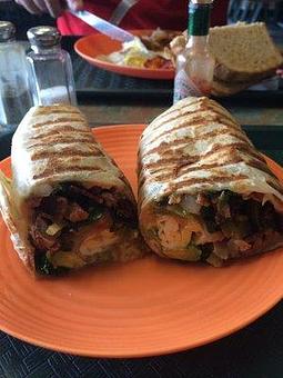 Product: Veggie Burrito Served with Bacon - The Elephant Shack in Woodland, CA American Restaurants