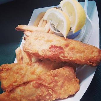 Product: 3 Golden Fried Fish with a side of Fries - The Elephant Shack in Woodland, CA American Restaurants