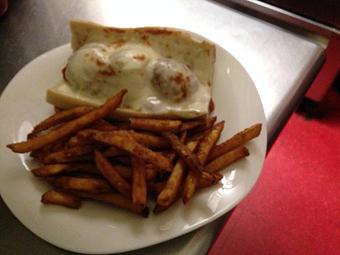 Product: Meatball Sandwich w/ seasoned fries - The Lantern Of Lake Forest in Lake Forest, IL American Restaurants