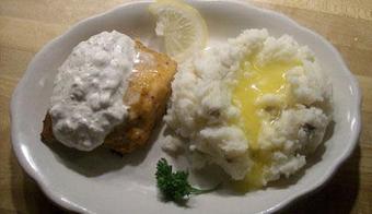 Product: Wild Salmon filet with buttery Irish Champ - The Monarch Public House in Highway 35: The Great River Road - Fountain City, WI American Restaurants