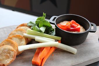 Product: Roasted Red Pepper Hummus - The Office Tavern Grill in Morristown on The Green - Morristown, NJ American Restaurants