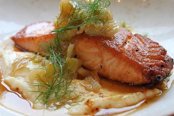Product: Maple & Chili Glazed Salmon - The Office Tavern Grill in Summit, NJ American Restaurants