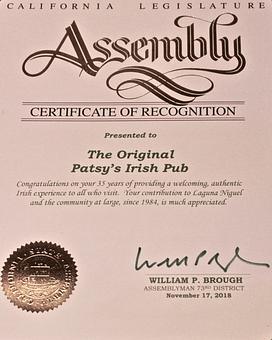 Product - The Original Patsy's Irish Pub, Laguna Niguel in Laguna Niguel, CA Bars & Grills
