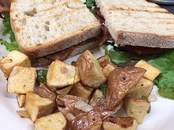 Product: Regular bacon or house made Sweet Pepper Bacon on sourdough with mayo served with Breakfast Potato - The Pantry Restaurant in McKinney, TX American Restaurants Product: Regular bacon or house made Sweet Pepper Bacon on sourdough with mayo served with Breakfast Potato - The Pantry Restaurant in McKinney, TX American Restaurants