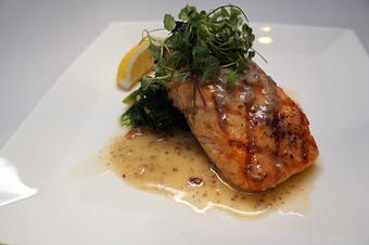 Product: Grilled Salmon - The Pointe Restaurant in Provincetown - Provincetown, MA American Restaurants