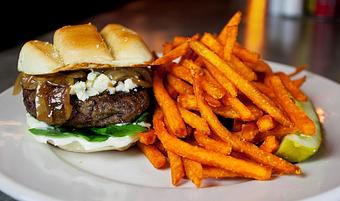 Product: Greenwich Pig - sautéed onions | blue cheese | spinach | rail mayo - The Rail - North Olmsted in North Olmsted, OH American Restaurants