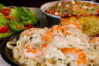 Product: Shrimp Fettuccine Alfredo - The Spaghetti Junction in New Albany, IN Italian Restaurants