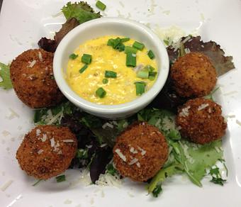 Product: Hand Breaded Macaroni & Cheese Bites - The Waterfront Pub and Eatery in Delavan Inlet - Delavan, WI American Restaurants