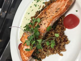 Product: Grilled Monterey Bay Salmon Filet - The Whaling Station Steakhouse in Monterey, CA Bars & Grills