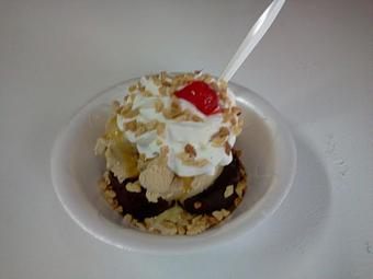 Product: We make our life of the party sundae by starting with warm brownies, adding a scoop of coffee ice cream, caramel topping, whipped cream, nuts and a cherry! - The Widow's Walk Ice Creamery & Bicycle Rentals in Clarksville, IN American Restaurants