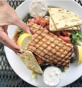 Product: Grilled Salmon salad - Tikka Grill in Westlake Village, CA American Restaurants