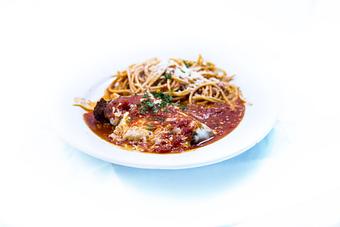 Product: Chicken parmigiana w/side of pasta. - Tiramisu in Quincy, IL Italian Restaurants