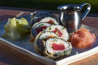 Product: Ahi Tuna Roll
Tempura Ahi tuna roll, wasabi-soy vinaigrette & gari shoga - Tonto Bar & Grill in Rancho Manana - Cave Creek, AZ American Restaurants