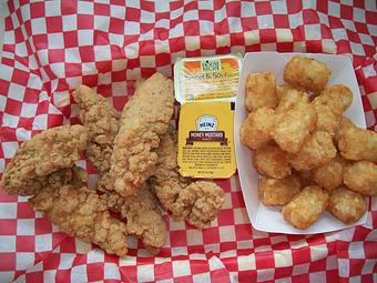 Product: chicken breast tenders and tater tots - Trio Bar & Grill in Enderlin, ND American Restaurants