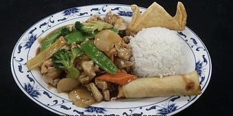 Product: Chicken stir fried with mixed vegetables in mild or spicy sauce. Please state level of spiciness from 1 to 5 - Tsing Tsao Chinese Fast Food in Des Moines, IA Chinese Restaurants