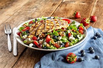 Product: Berry & Goat Cheese Salad with Grilled Chicken - UNO Pizzeria & Grill in Haverhill, MA Pizza Restaurant Product: Berry & Goat Cheese Salad with Grilled Chicken - UNO Pizzeria & Grill in Haverhill, MA Pizza Restaurant