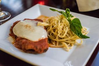 Product: Eggplant Parmesan - Utopia Good Food & Fine Art in Long Beach, CA Bars & Grills