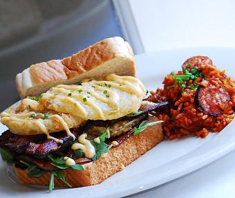 Product: Bacon, Arugula, Creole Mayonnaise, Texas Toast - Virginia's On King in Historic Downtown Charleston - Charleston, SC American Restaurants