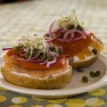 Product: Our Smoked Trout Bagel - West End Bakery and Cafe in West Asheville - Asheville, NC Bakeries