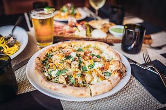 Product: Chicken & Grilled Vegetable Pizza - Wolfgang Puck Bar & Grill in Downtown LA/LA Live - Los Angeles, CA American Restaurants