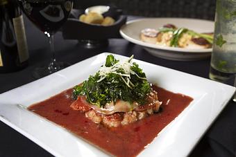 Product: 8oz breast layered with Benton’s Tennessee ham, provolone cheese,
Parmesan cheese, over a bed of Yukon mashed potatoes and fried spinach with red wine glaze. - Midtown Cafe in Nashville, TN American Restaurants Product: 8oz breast layered with Benton’s Tennessee ham, provolone cheese,
Parmesan cheese, over a bed of Yukon mashed potatoes and fried spinach with red wine glaze. - Midtown Cafe in Nashville, TN American Restaurants