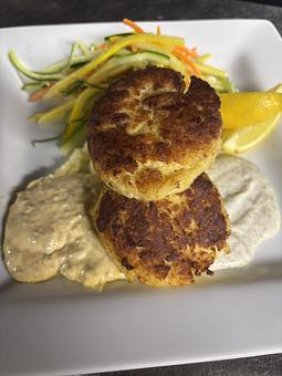 Product: Served with julienned vegetables, stone ground smoked Gouda cheese grits,
lemon dill sauce and remoulade. - Midtown Cafe in Nashville, TN American Restaurants Product: Served with julienned vegetables, stone ground smoked Gouda cheese grits,
lemon dill sauce and remoulade. - Midtown Cafe in Nashville, TN American Restaurants