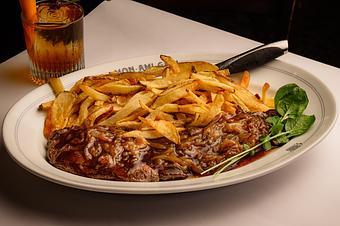 Product: Grilled steak frites with béarnaise sauce and hand-cut fries - Mon Ami Gabi in Bethesda, MD French Restaurants