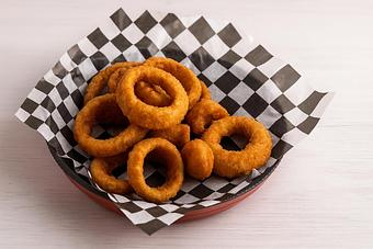 Product: Crispy Beer Battered Onion Rings - Nikolas Pizza in Newport, RI Pizza Restaurant