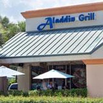 Exterior: We are tucked into the corner near the Home Depot - Aladdin Mediterranean Grill in Home Depot Shopping Center - Palm Beach Gdns, FL Greek Restaurants
